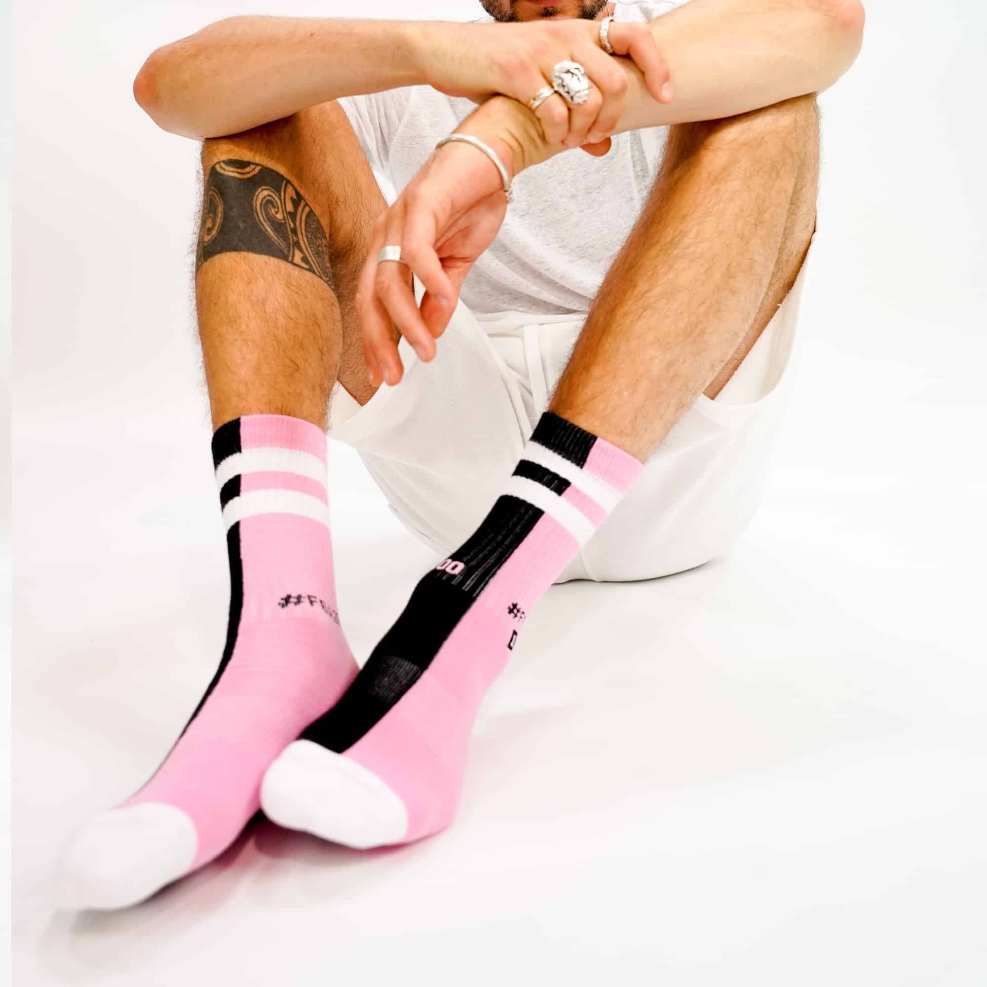 Pink & Black Sock by Collectoe | Unique Art on Socks